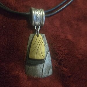 Chico's Silver and Gold Geometric Pendant Necklace